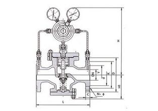 進(jìn)口氮?dú)鉁p壓閥結(jié)構(gòu)尺寸圖