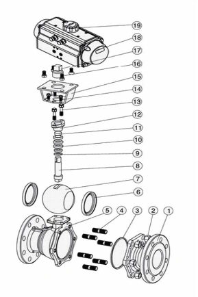 進(jìn)口氣動(dòng)球閥結(jié)構(gòu)圖